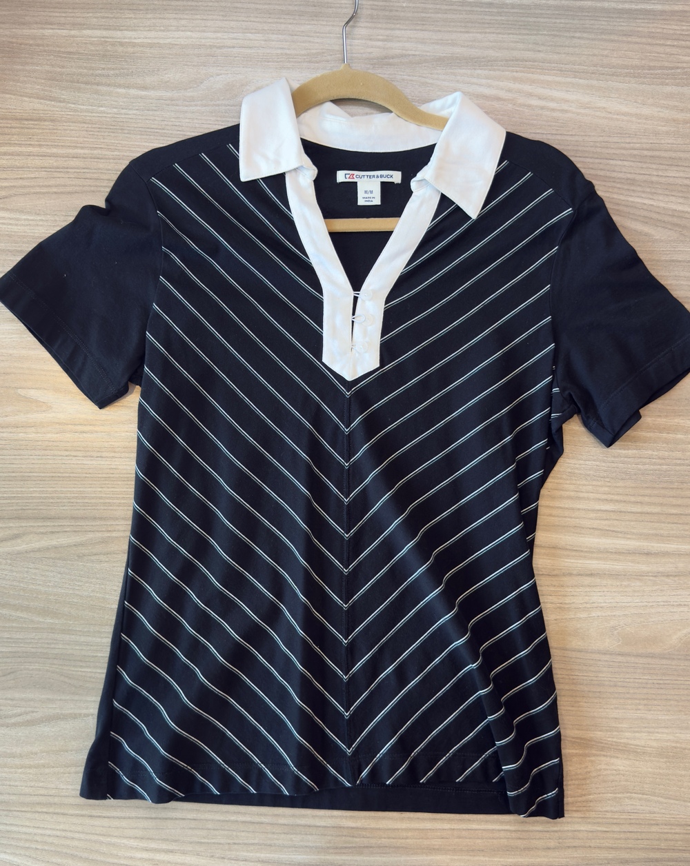 Ryder Cup 2012 Medinah Women's Cutter & Buck Polo Shirt Black White Size M Golf